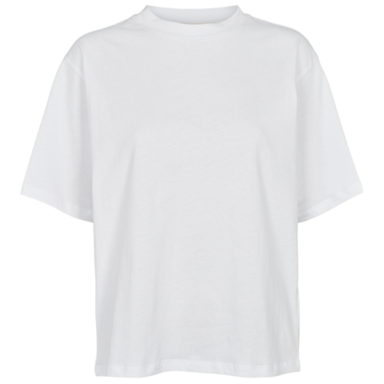 Basic Apparel Raja Tee i hvid – oversized T-shirt i 100 % økologisk bomuld med dropped skuldre og rund hals.