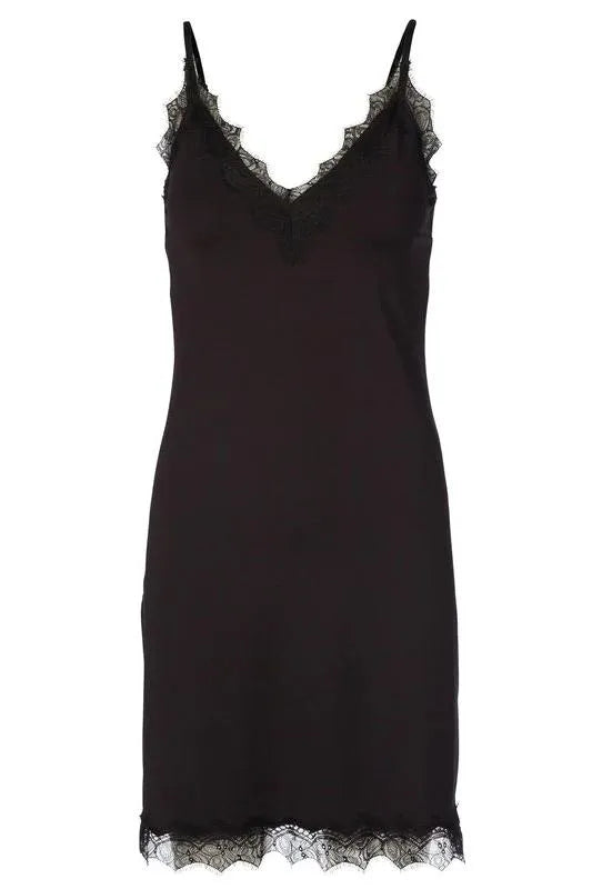 Rosemunde Stropkjole med elegante blondedetaljer, black