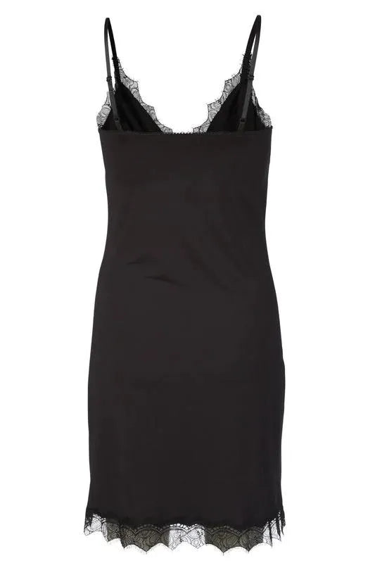 Rosemunde Stropkjole med elegante blondedetaljer, black