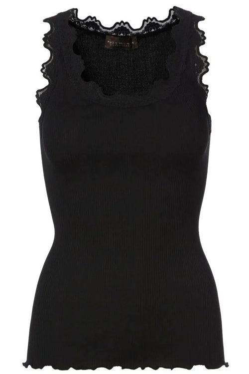 Rosemunde | Silketop | RWBabette SL U-neck Long Lace Top, 5205 black