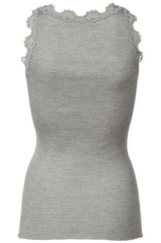 Silketop | ROSEMUNDE Ikonisk top blonder, 5205 light grey mel