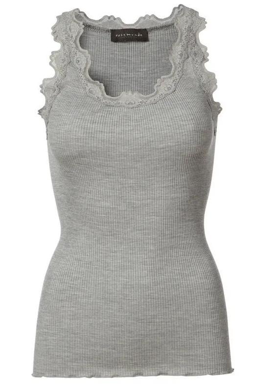 Silketop | ROSEMUNDE Ikonisk top blonder, 5205 light grey mel