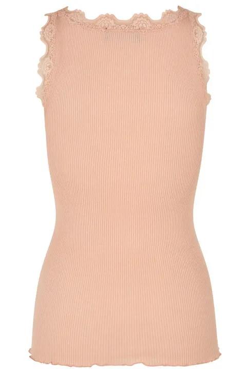 Silketop | ROSEMUNDE Ikonisk top med blonder, 5205 light rose