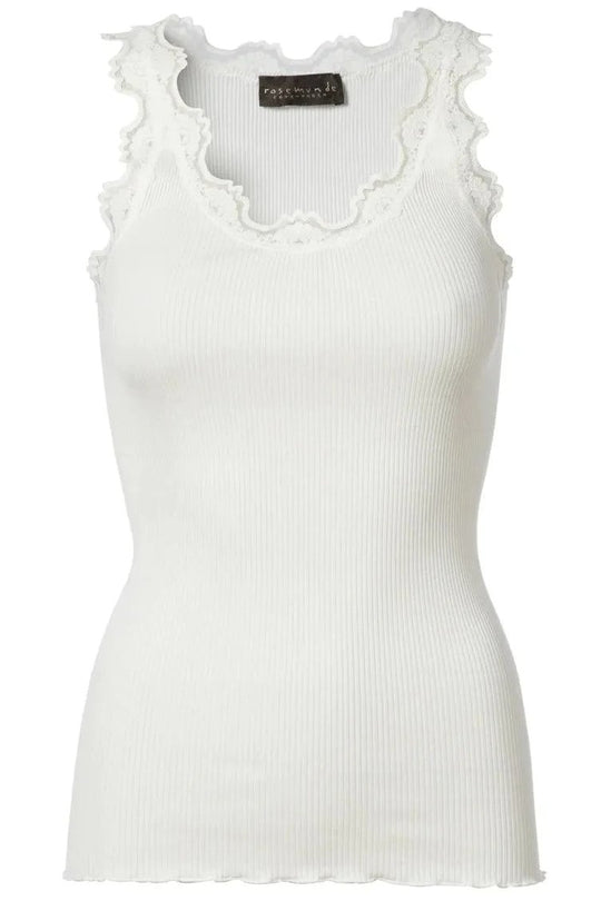 Silketop | ROSEMUNDE Ikonisk top med blonder, 5205 new white