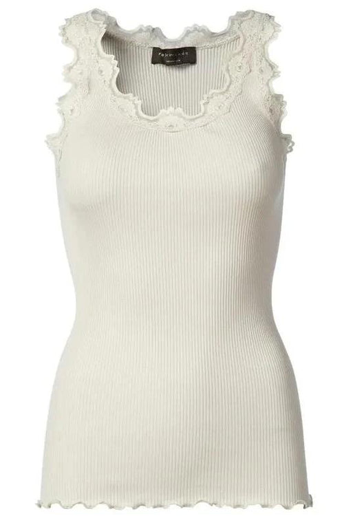 Rosemunde | Silketop | RWBabette SL U-neck Long Lace Top, 5205 soft powder
