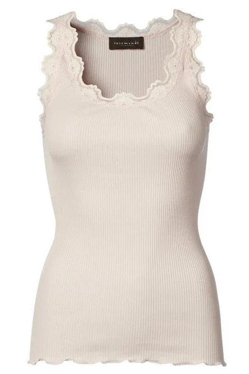 Rosemunde | Silketop | RWBabette SL U-neck Long Lace Top, 5205 soft rosa