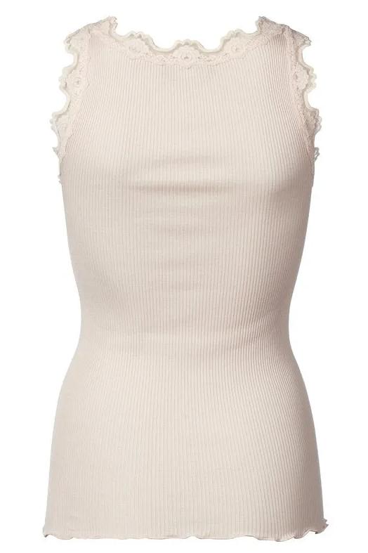 Silketop | ROSEMUNDE Ikonisk top med blonder, 5205 soft rosa