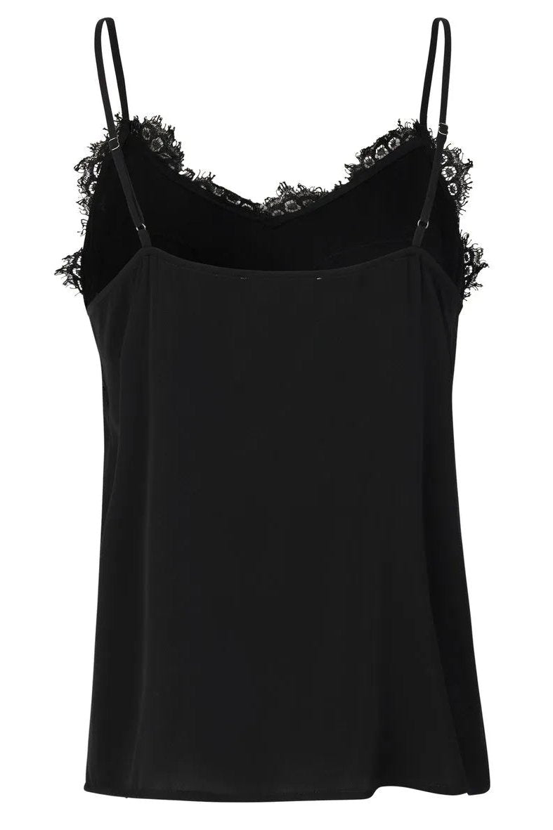 Silketop | ROSEMUNDE Shiny stroptop blondedetaljer, 1910 black