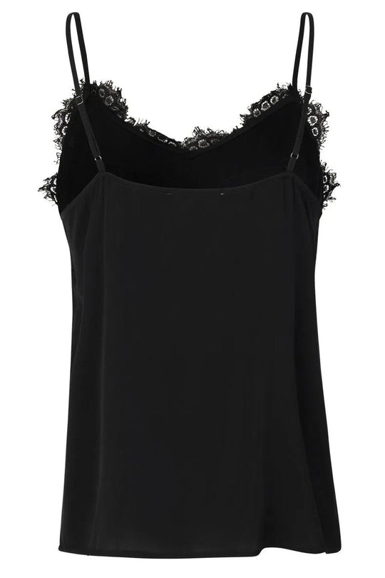 Silketop | ROSEMUNDE Shiny stroptop blondedetaljer, 1910 black