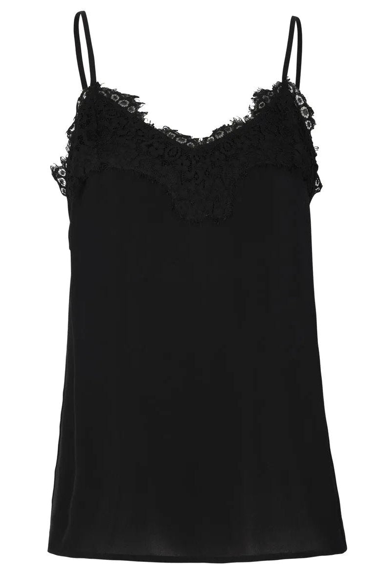 Silketop | ROSEMUNDE Shiny stroptop blondedetaljer, 1910 black