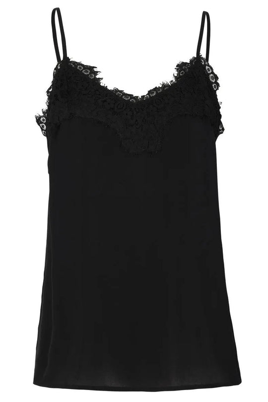 Silketop | ROSEMUNDE Shiny stroptop blondedetaljer, 1910 black