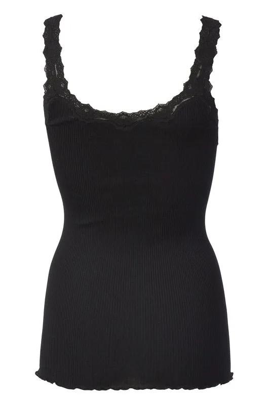 Silketop | ROSEMUNDE Tanktop med blonder, black