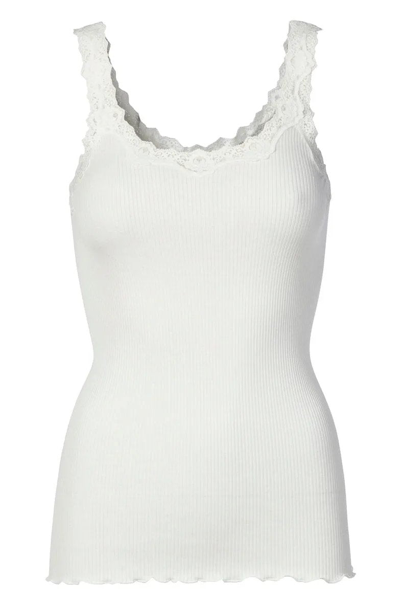 Silketop | ROSEMUNDE Tanktop med blonder, new white