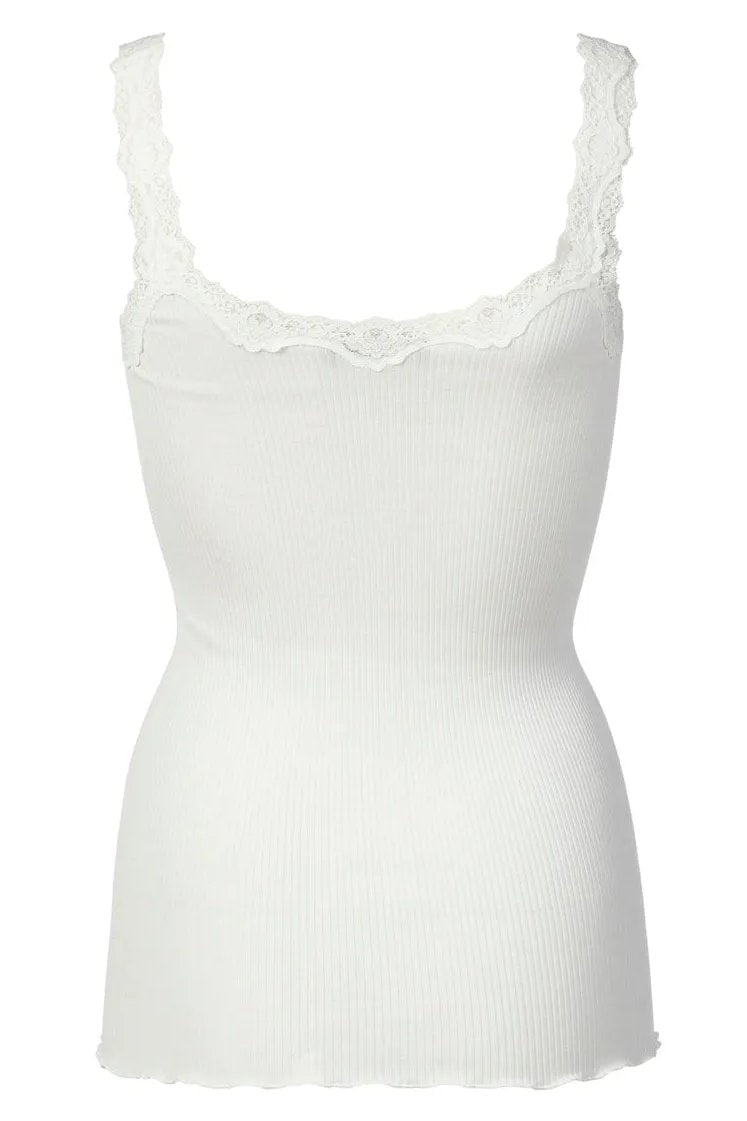 Silketop | ROSEMUNDE Tanktop med blonder, new white