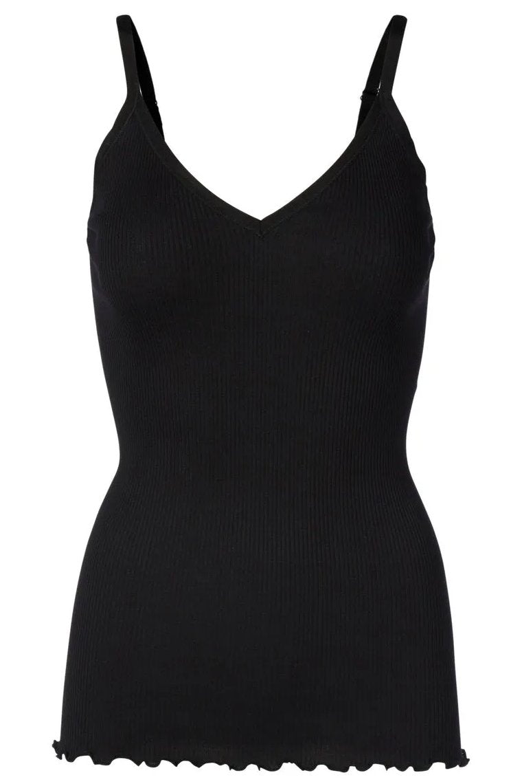 Rosemunde | Silketop | Top med v-udskæring, 5166 black