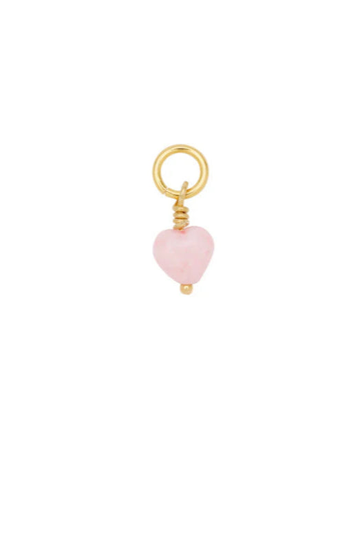 Pico French Mini Heart Pendant – delikat vedhæng i glas og 24 karat guldbelagt messing, farve Powder/FG.
