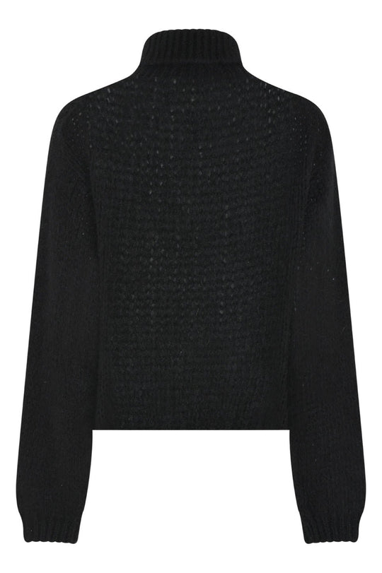 La Rouge Sally Knit Rollerneck Sweater – Sort Rullekrave i Mohairblanding