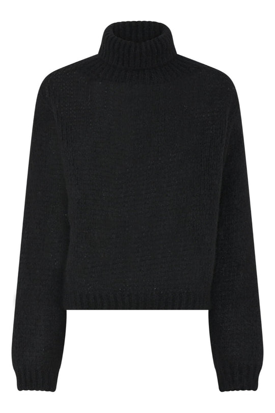 La Rouge Sally Knit Rollerneck Sweater – Sort Rullekrave i Mohairblanding