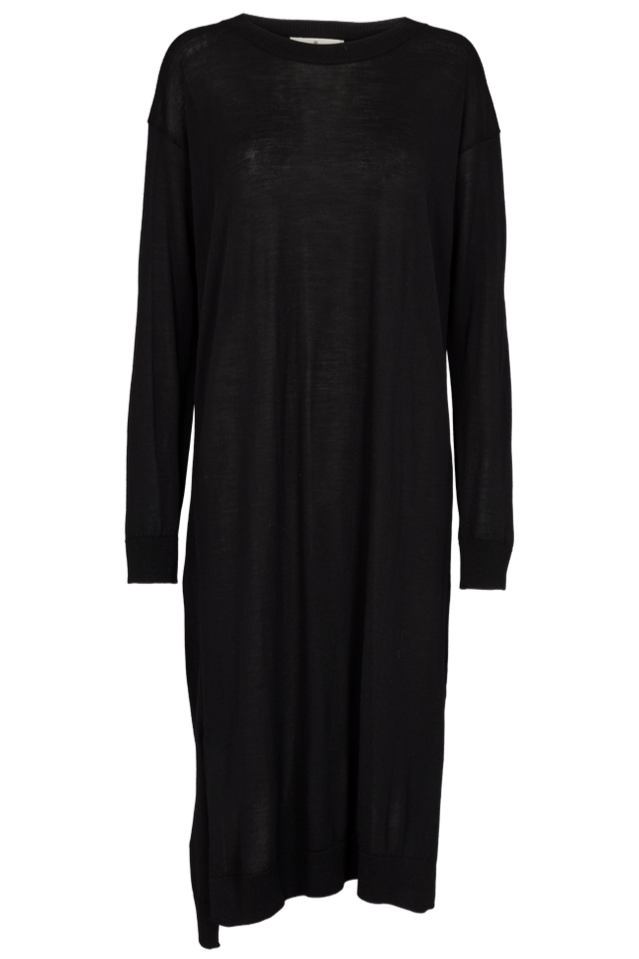Basic Apparel Vera Long Dress i sort - Mulesing-fri merinouldkjole med løs pasform