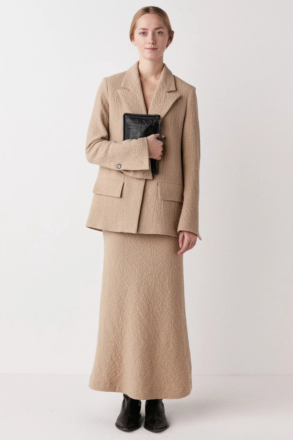 Rabens Saloner | Nederdel | Beatriz Crumpled bias long skirt, oatmeal