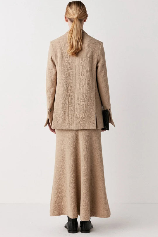 Rabens Saloner | Nederdel | Beatriz Crumpled bias long skirt, oatmeal