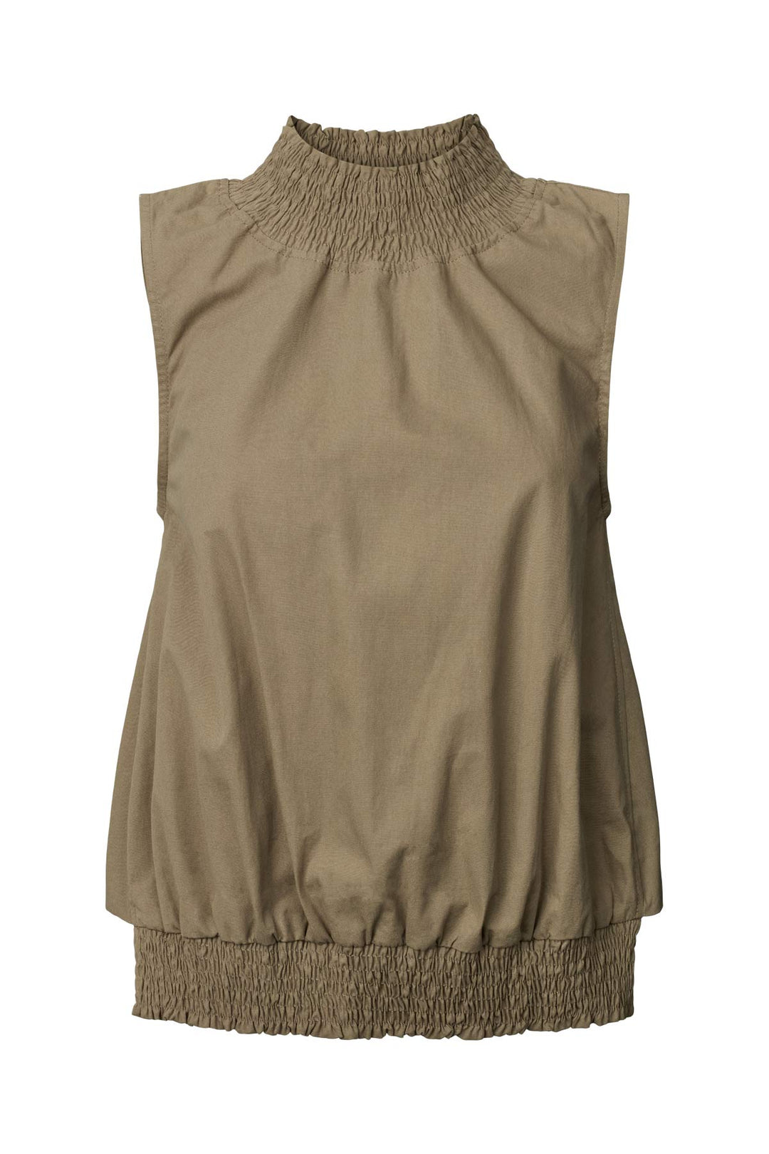 Rabens Saloner Fiola Poplin Heavy Shirring Top i blød bomuld – let sommertop med smock-detaljer og afslappet pasform.