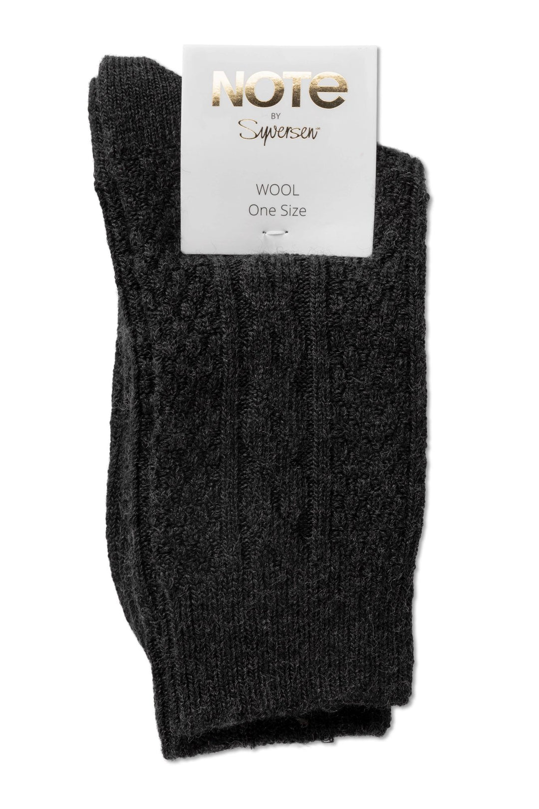 Note by Syversen | Eksklusive Uldstrømper i Kabelstrik, antracite