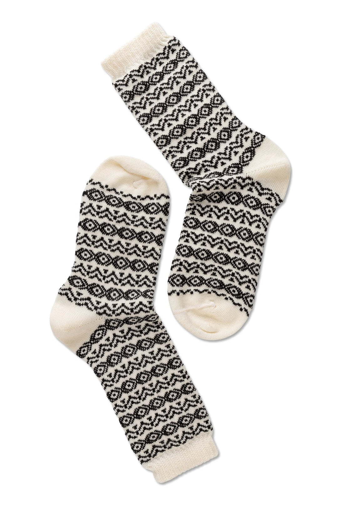 Note by Syversen | Strømper | Wool pattern, offwhite/ black