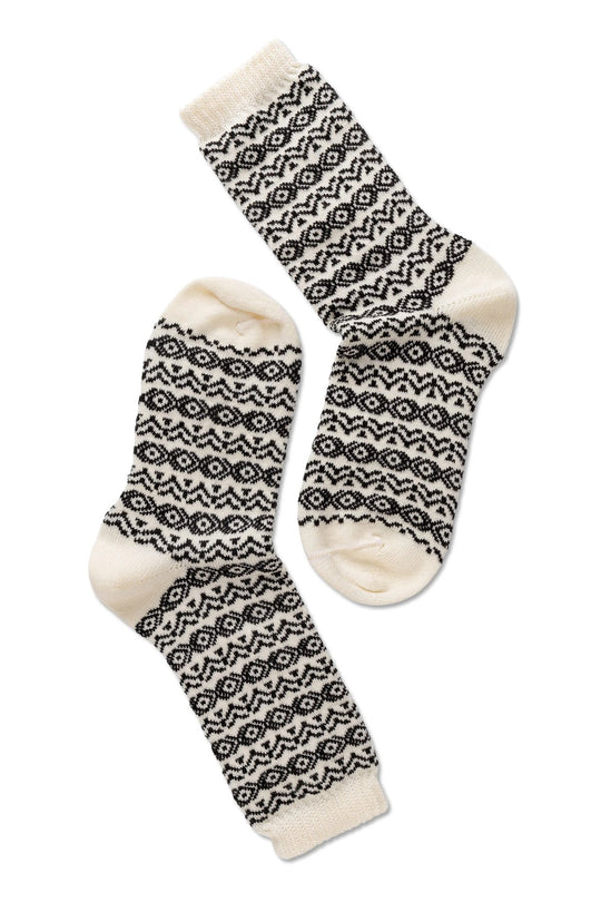 Note by Syversen | Strømper | Wool pattern, offwhite/ black
