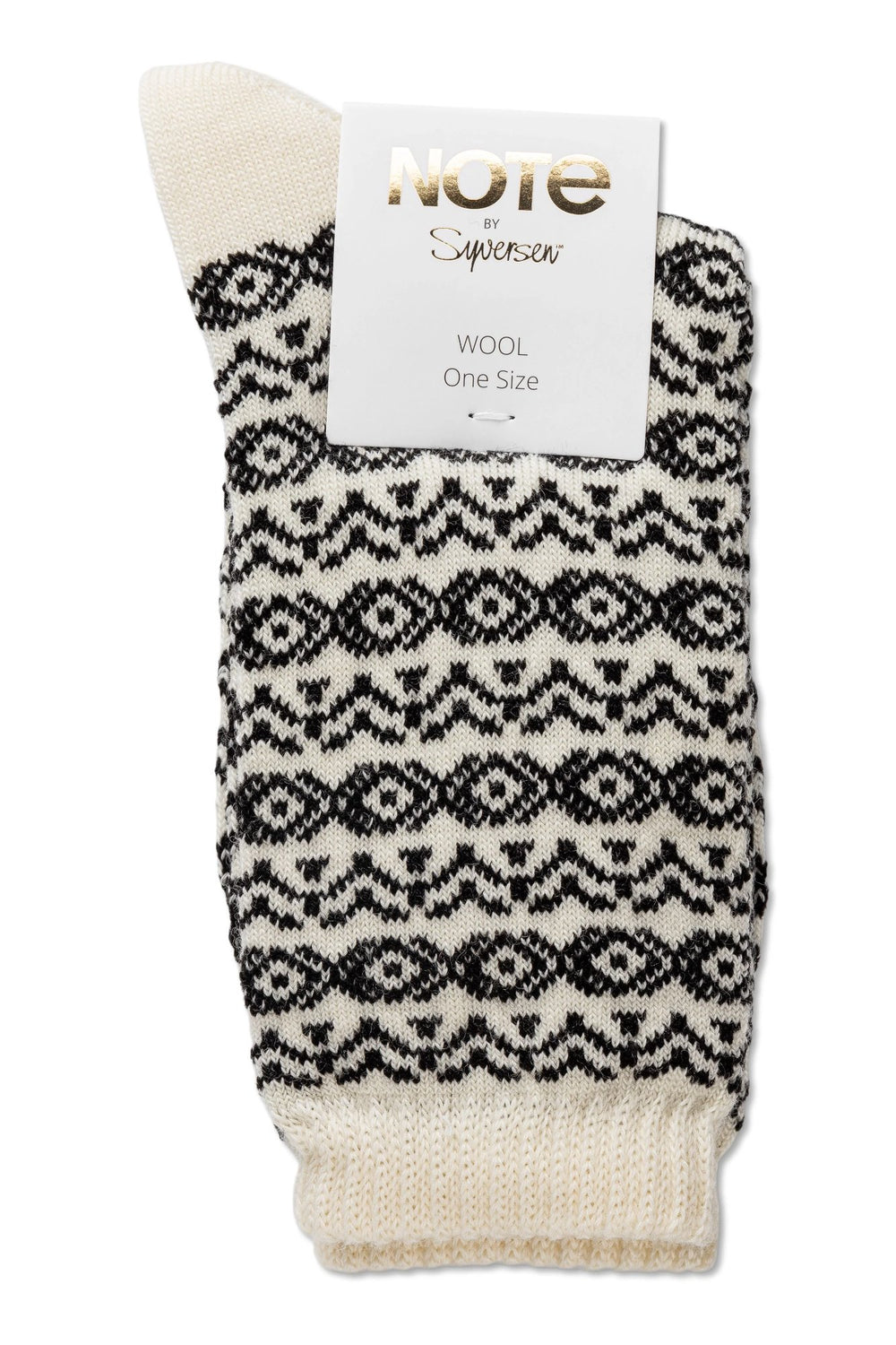Note by Syversen | Strømper | Wool pattern, offwhite/ black