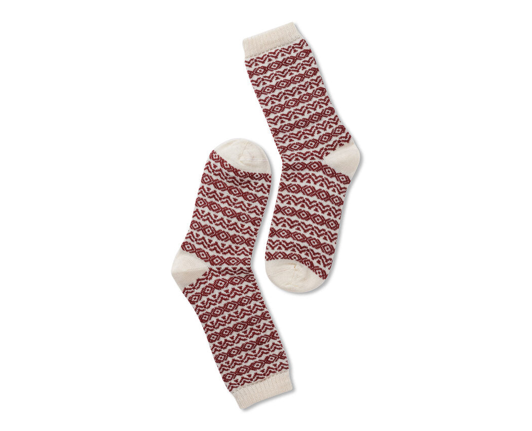 Note by Syversen | Strømper | Wool pattern, offwhite/ burgundy