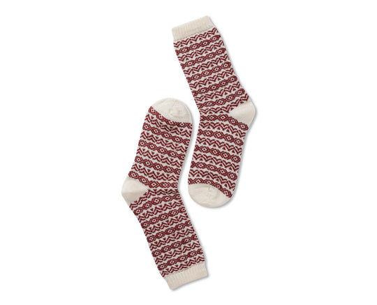 Note by Syversen | Strømper | Wool pattern, offwhite/ burgundy