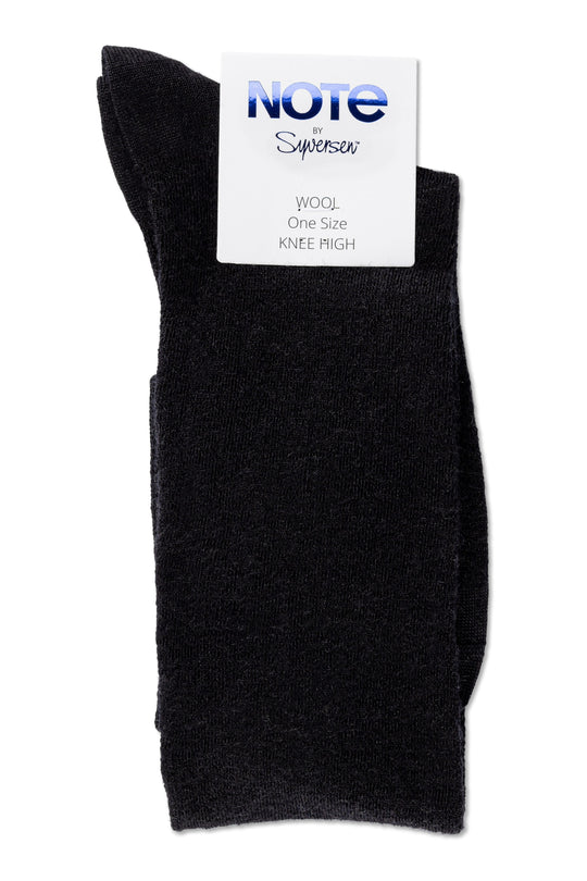 Note by Syversen | Knæstrømper | Flat knit wool knee-high, black