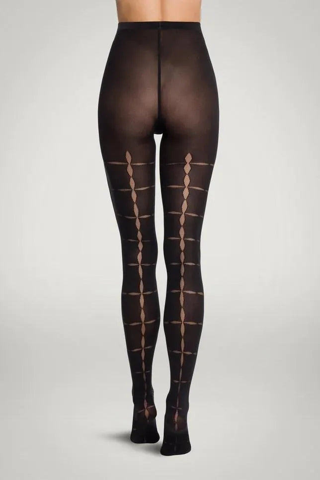 Strømpebukser | Wolford Anniversary geometrisk mønster, sort
