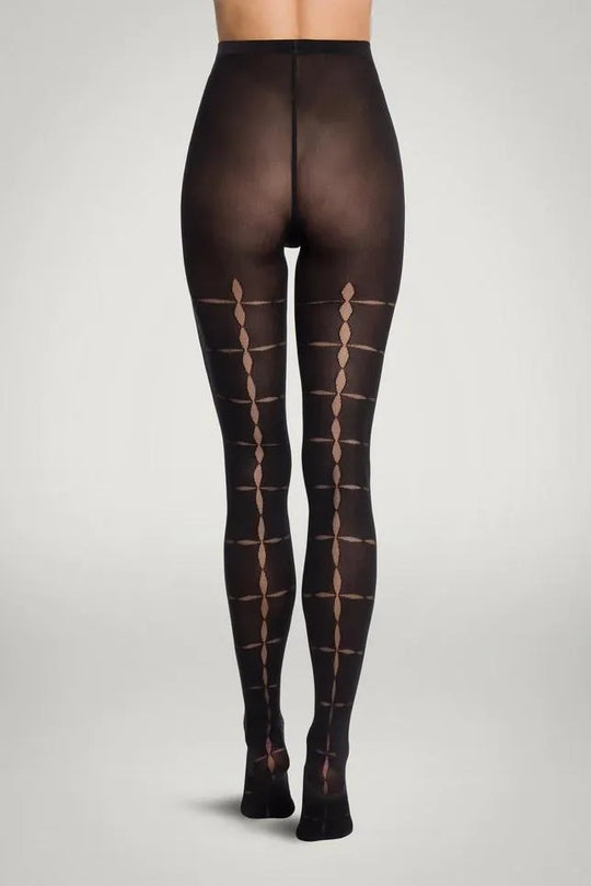 Strømpebukser | Wolford Anniversary geometrisk mønster, sort