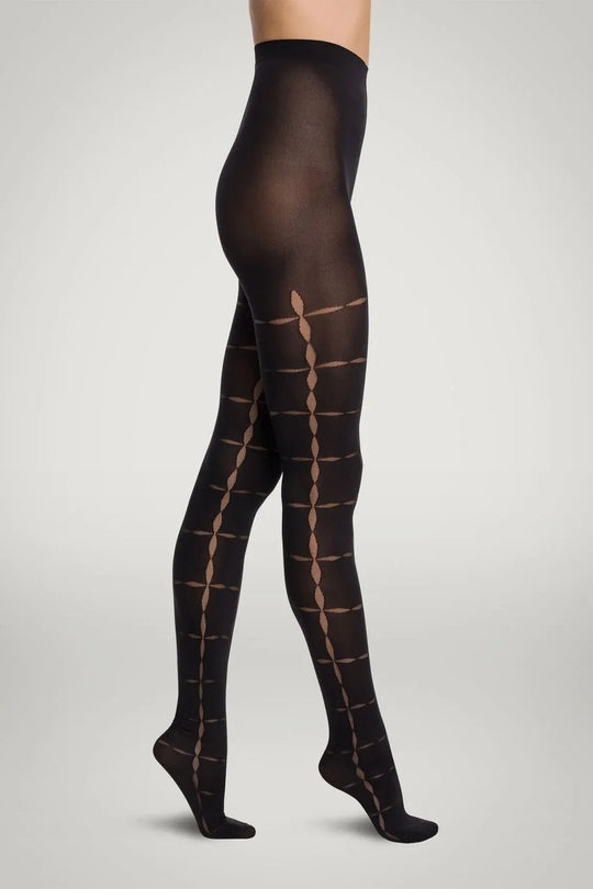Strømpebukser | Wolford Anniversary geometrisk mønster, sort