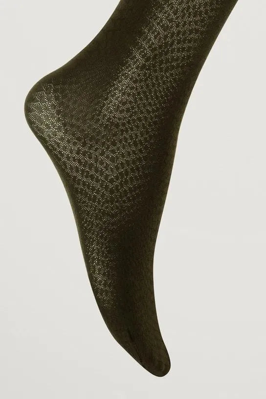 Wolford | Strømpebukser | Croco Jacquard, dark earth green