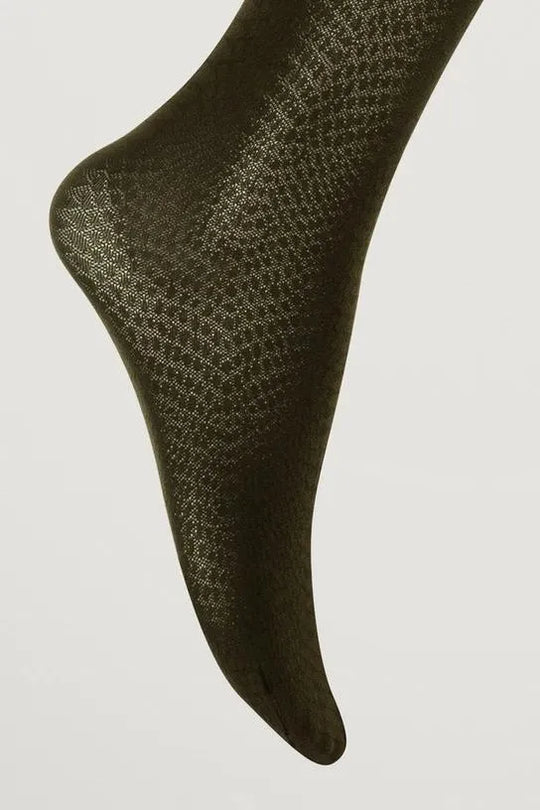 Wolford | Strømpebukser | Croco Jacquard, dark earth green