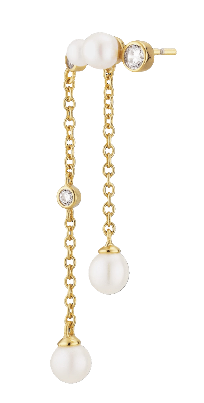 Venstre Alura Eclipse Ørestik 33 i 18K guldbelagt sterlingsølv med ferskvandsperler og facetslebne zirkoner. Sælges enkeltvis.