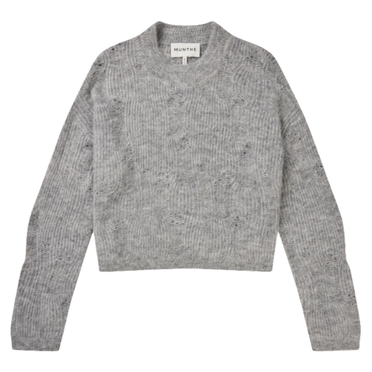 Munthe Fidessa Knit – blød strik med kabelmønster og løs pasform. Uldblanding for komfort og varme. Let og stilfuld.