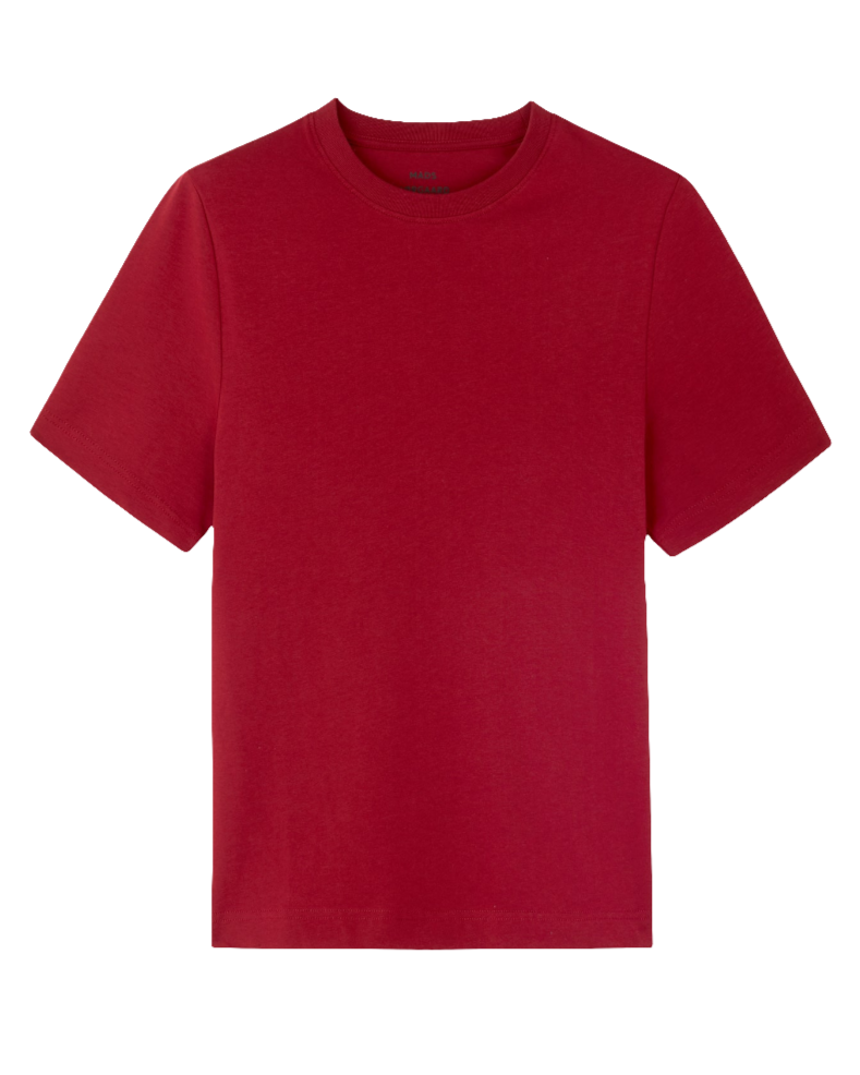 Mads Nørgaard Cotton Jersey Jess Tee i winery med korte ærmer og regular pasform. 100 % bomuld i blød jersey.