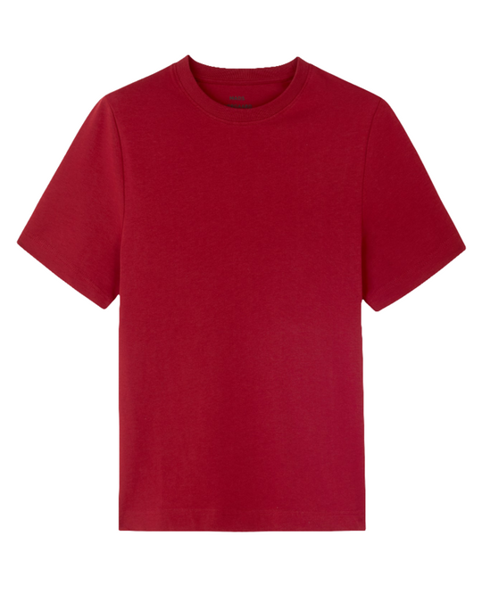 Mads Nørgaard Cotton Jersey Jess Tee i winery med korte ærmer og regular pasform. 100 % bomuld i blød jersey.