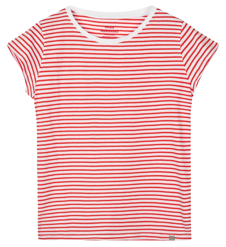 Mads Nørgaard | T-Shirt | Organic Jersey Stripe Teasy Tee FAV, fiery red/brilliant white