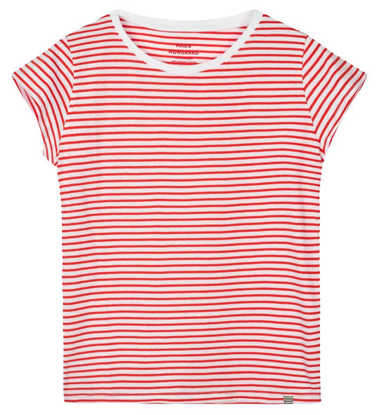 Mads Nørgaard | T-Shirt | Organic Jersey Stripe Teasy Tee FAV, fiery red/brilliant white