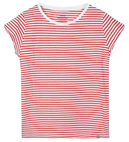 Mads Nørgaard | T-Shirt | Organic Jersey Stripe Teasy Tee FAV, fiery red/brilliant white