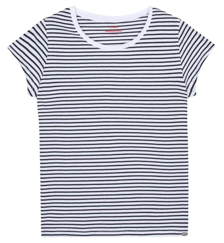 Mads Nørgaard | T-Shirt | Organic Jersey Stripe Teasy, white/black