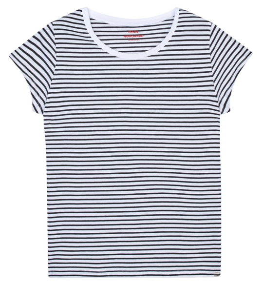 Mads Nørgaard | T-Shirt | Organic Jersey Stripe Teasy, white/black
