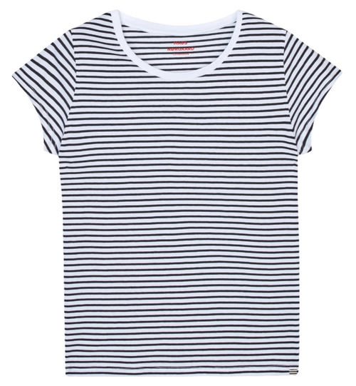 Mads Nørgaard | T-Shirt | Organic Jersey Stripe Teasy, white/black