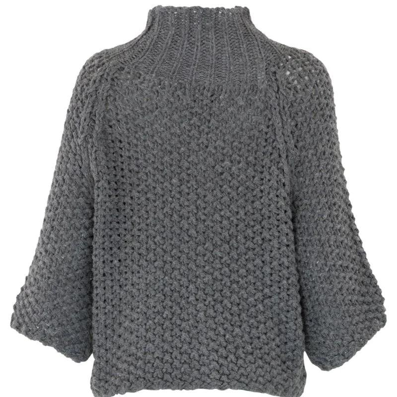 Strikket sweater | Continue Annie knit, dark grey