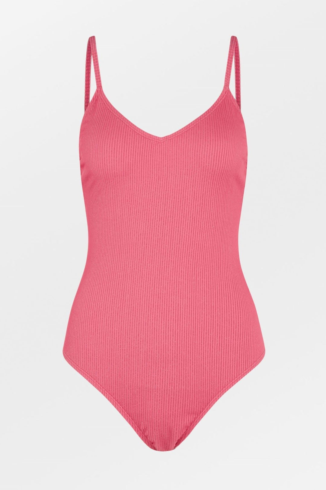 Hot pink badedragt med glimmer og dyb ryg fra Becksöndergaard
